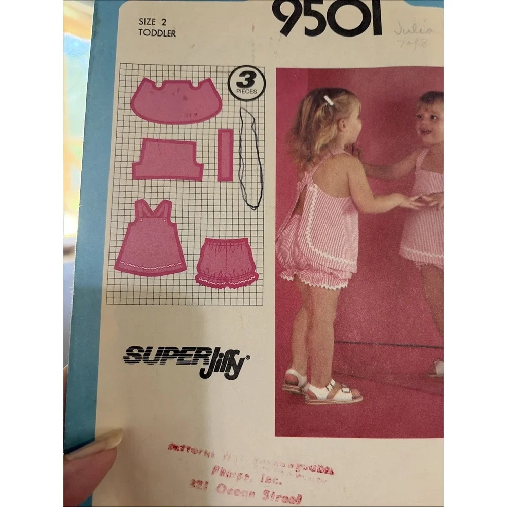 Vintage 80s Simplicity 9501 Toddler Girls Sundress Bloomers Pattern Size 2 Cut